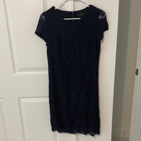Laundry By Shelli Segal Navy Lace Midi Dress - Picture 1 of 4